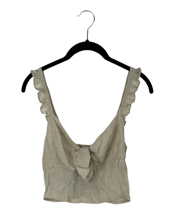 Beige Ruffle Strap Cropped Blouse - Small