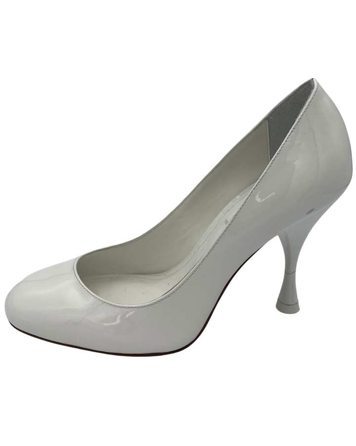 White Patent Leather Heel - Size 6.5