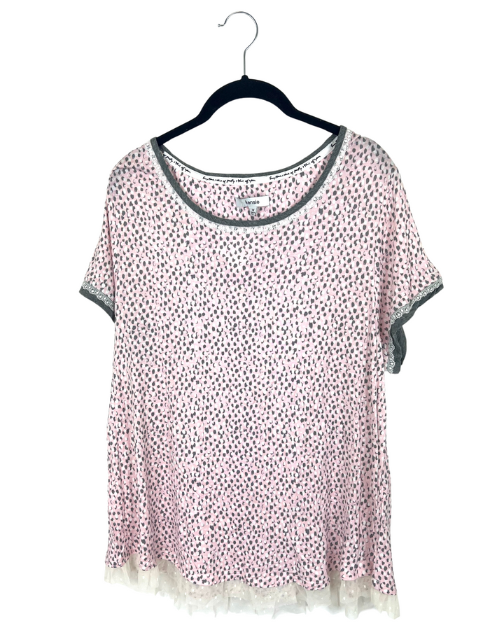 Pink and Gray Cheetah Lounge Top - 1X