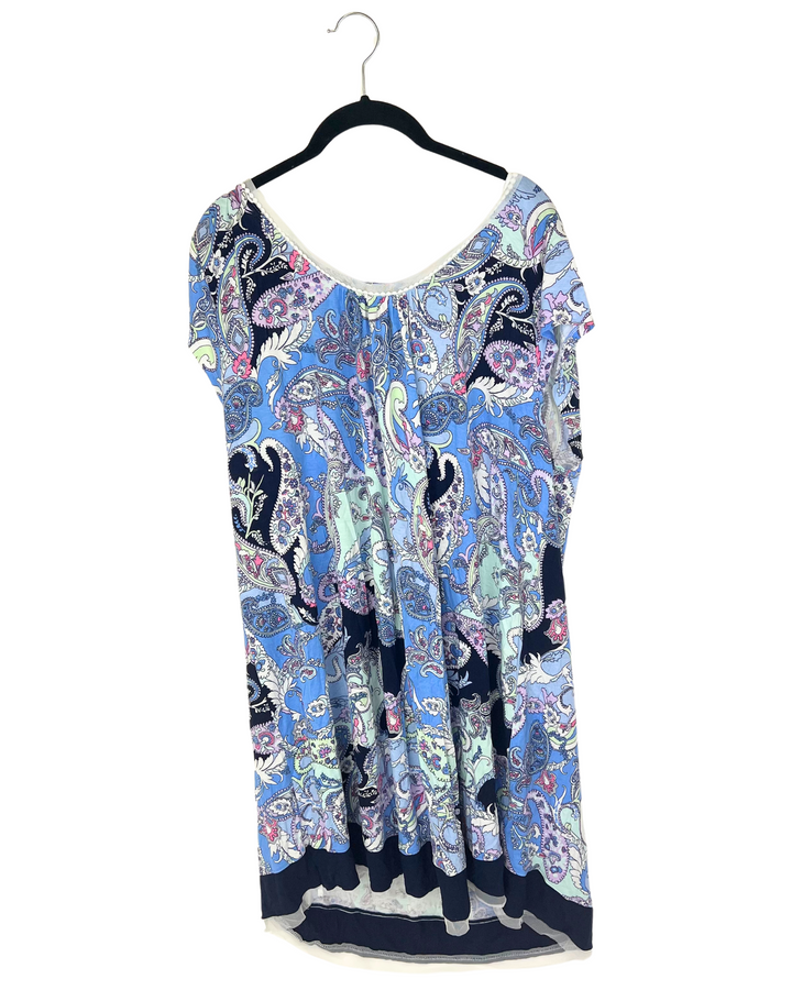 Blue Paisley Patterned Nightgown - 1X