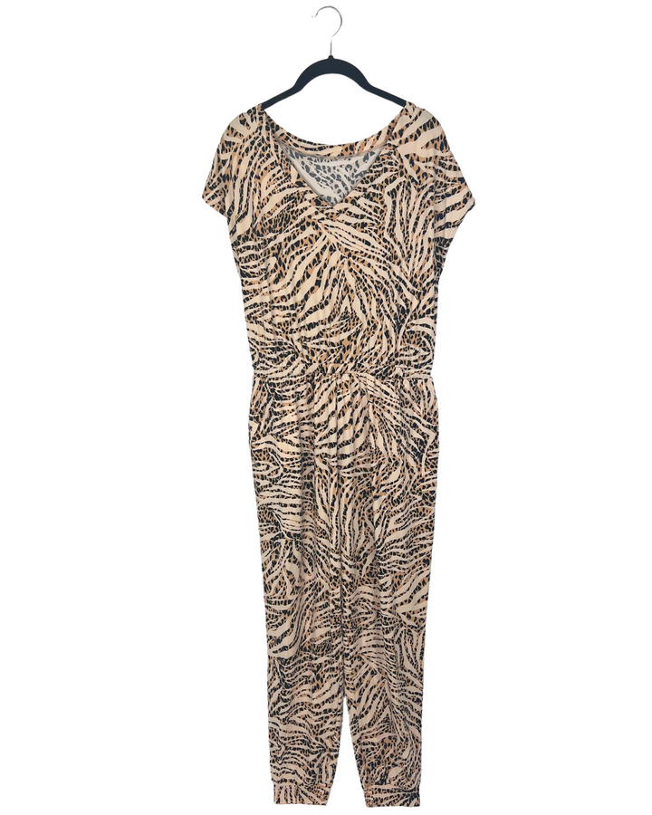 Soft Animal Print Jumpsuit - Size 6/8