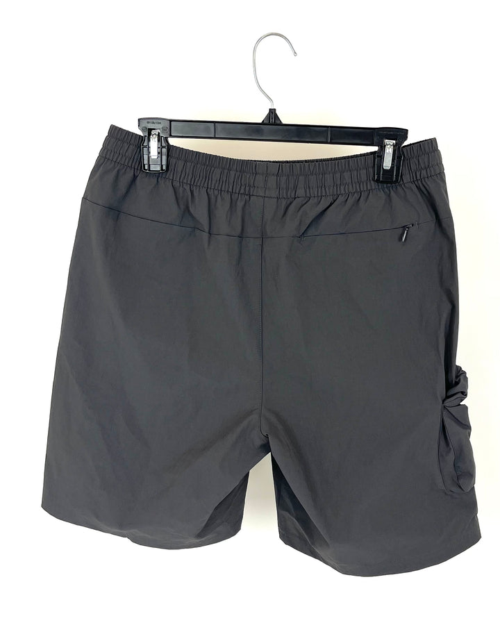 MENS Medium Grey Monochrome Drawstring Active Shorts - Small