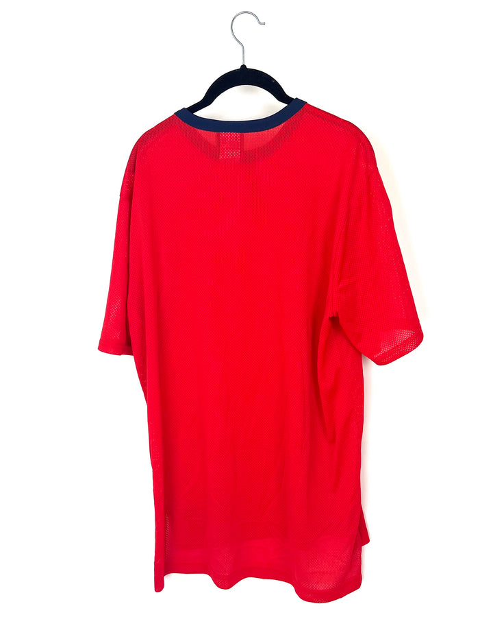 MENS Red Mesh Short Sleeve Shirt - Large