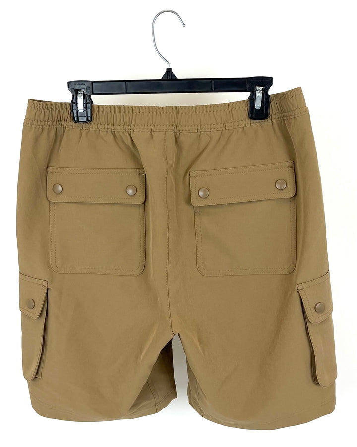 MENS Khaki Buttoned Active Shorts - Small