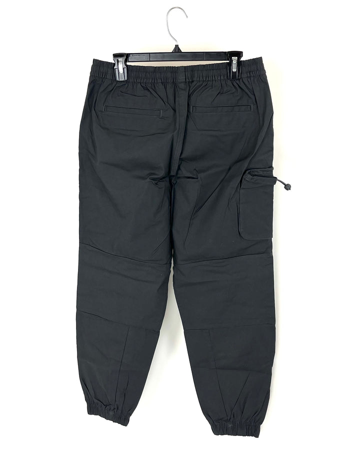 MENS Black Joggers with Adjustable Close Side Pocket - Small and Medium