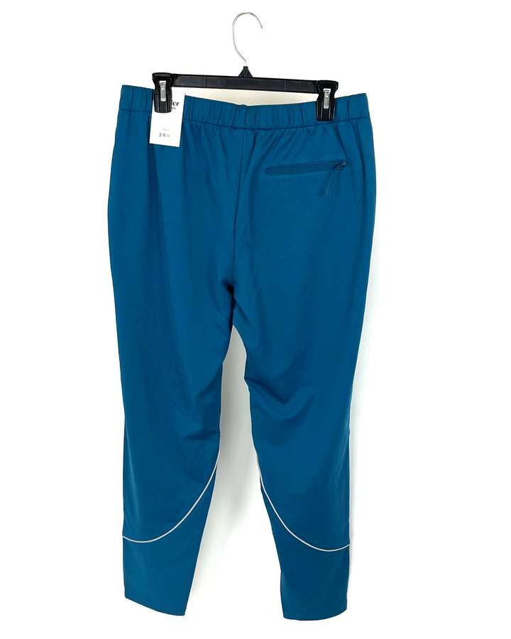 MENS Blue Green Joggers with Metallic Silver Detailing - Medium