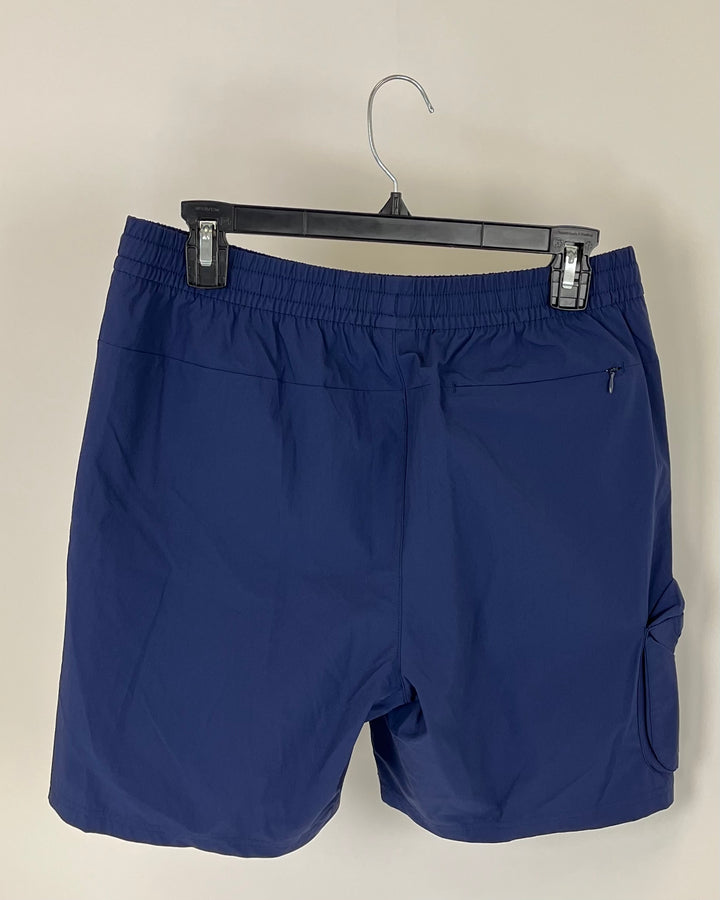 MENS Navy Blue Monochrome Drawstring Active Shorts - Small