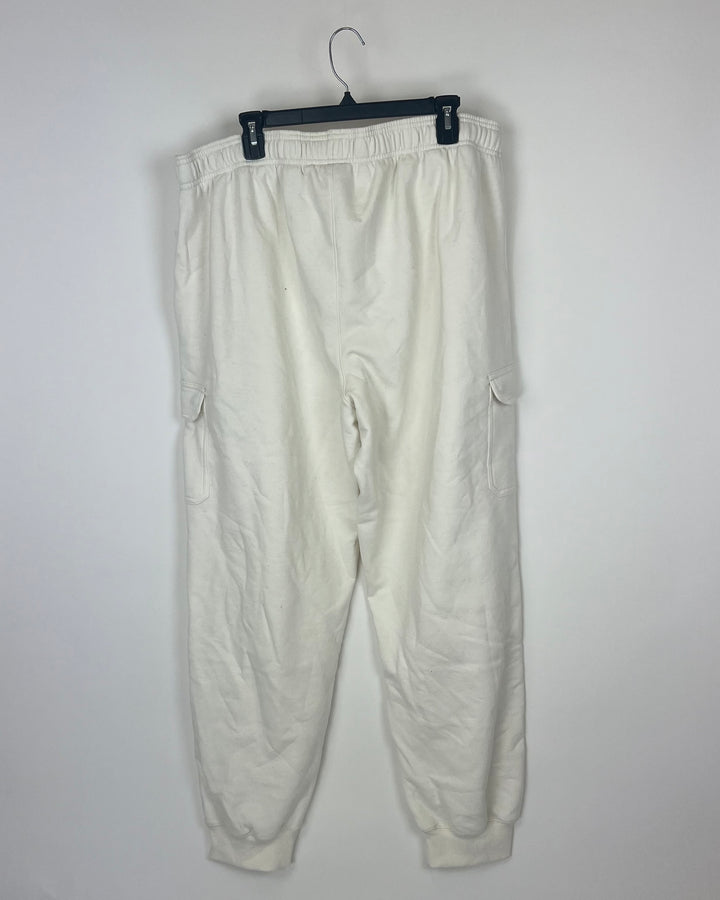 MENS White Joggers with Cargo Pockets - 2XL