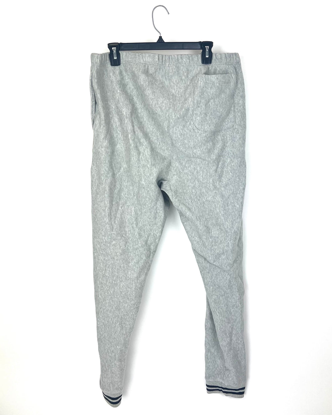 MENS Grey Joggers with Striped Ankle Cuffs - Large