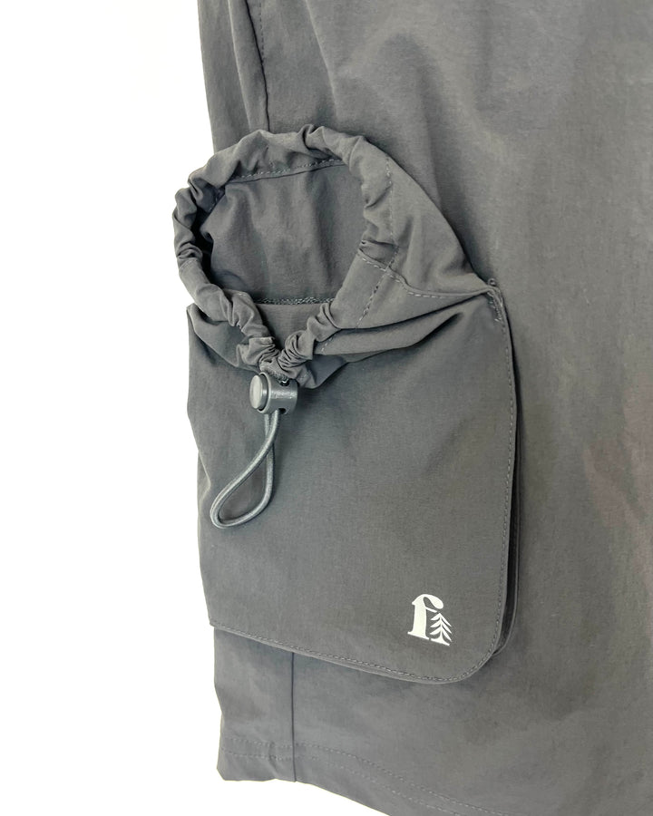 MENS Medium Grey Drawstring Active Short - Small