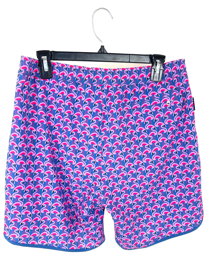 MENS Pink Flamingo Swim Shorts - Medium