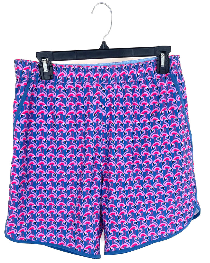 MENS Pink Flamingo Swim Shorts - Medium