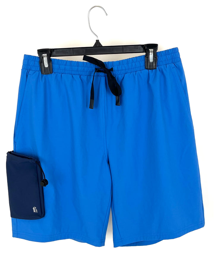 MENS Royal Blue Drawstring Active Shorts - Medium