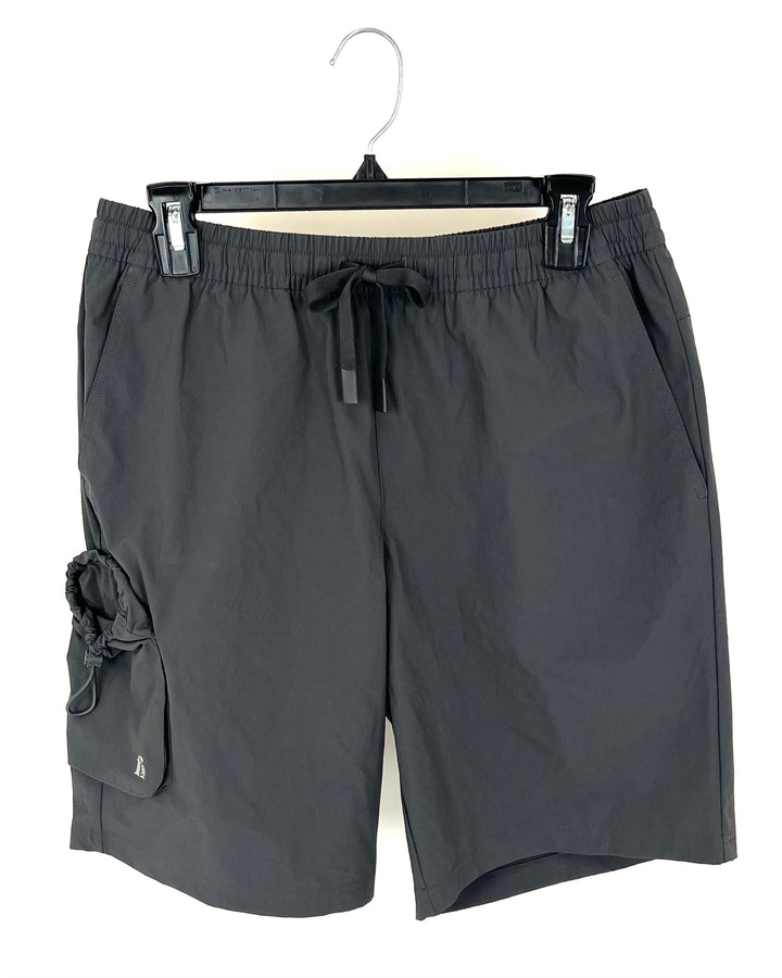 MENS Medium Grey Monochrome Drawstring Active Shorts - Small