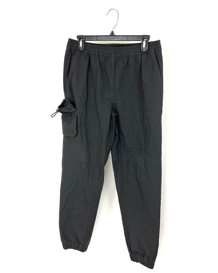 MENS Black Joggers with Adjustable Close Side Pocket - Small and Medium