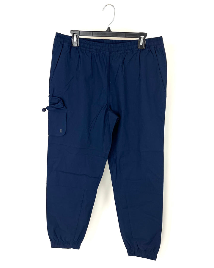 MENS Dark Navy Blue Joggers with Side Pocket - Large