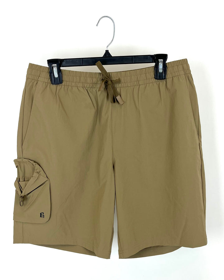 MENS Khaki Drawstring With Side Pocket Active Shorts - Small and Medium