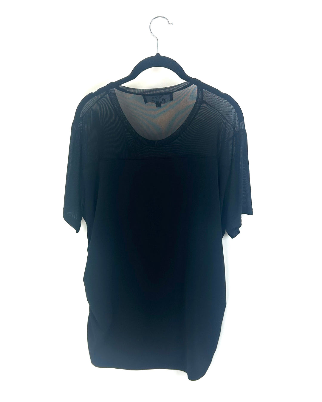 Black Mesh Ruched Top - Size 2X