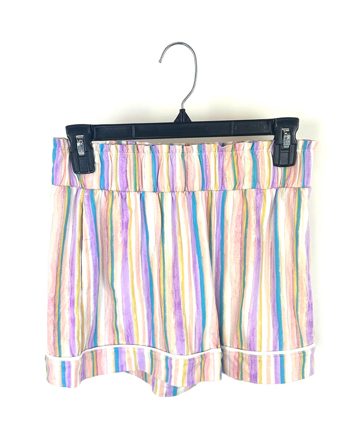 Pastel Striped Lounge Shorts - Small