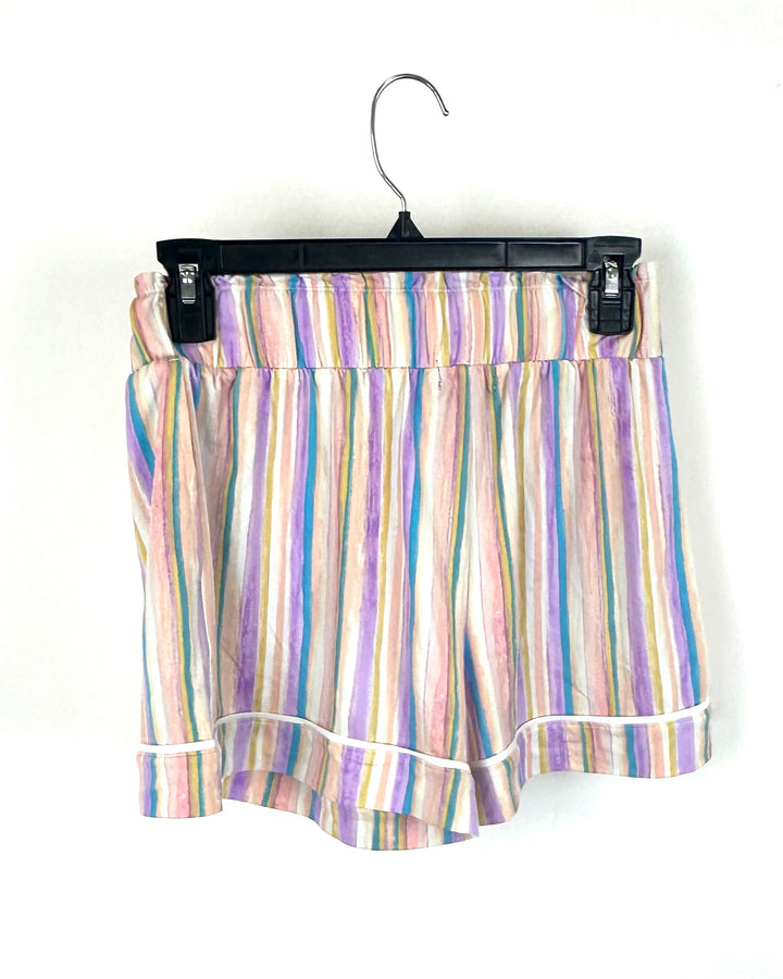 Pastel Striped Lounge Shorts - Small