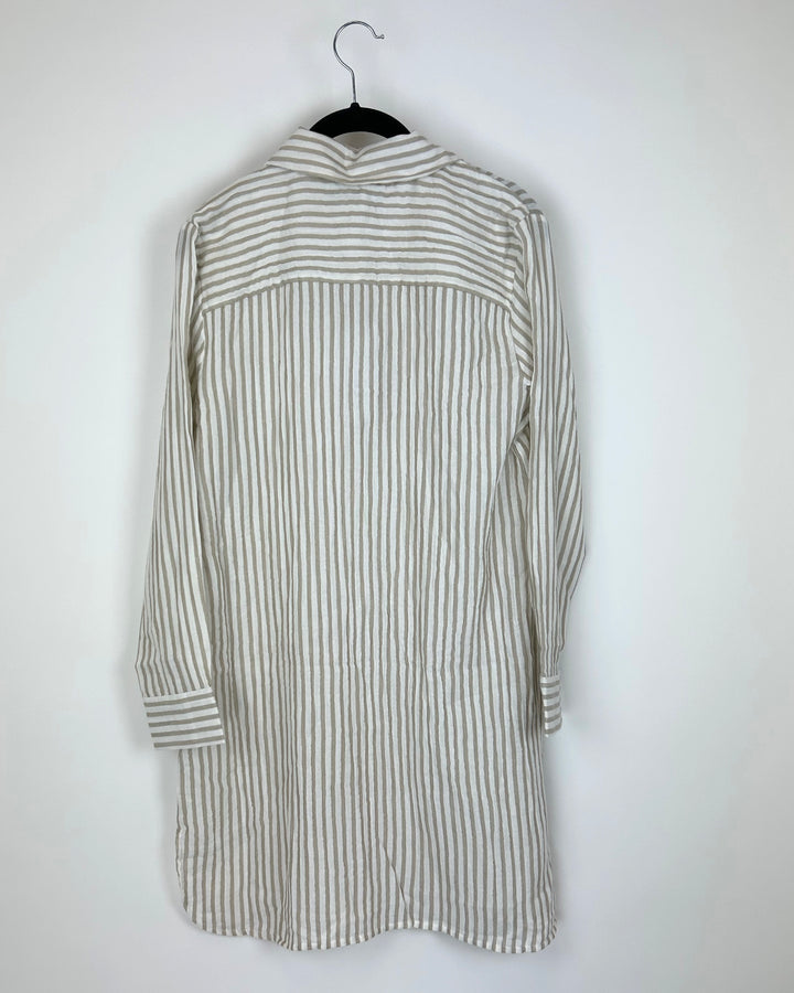 Tan And White Striped Dress - Size 0 - 16