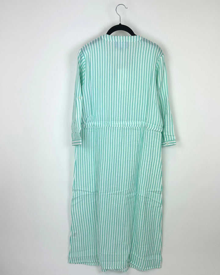 Teal And White Adjustable Waist Long Dress - Size 0 - 16