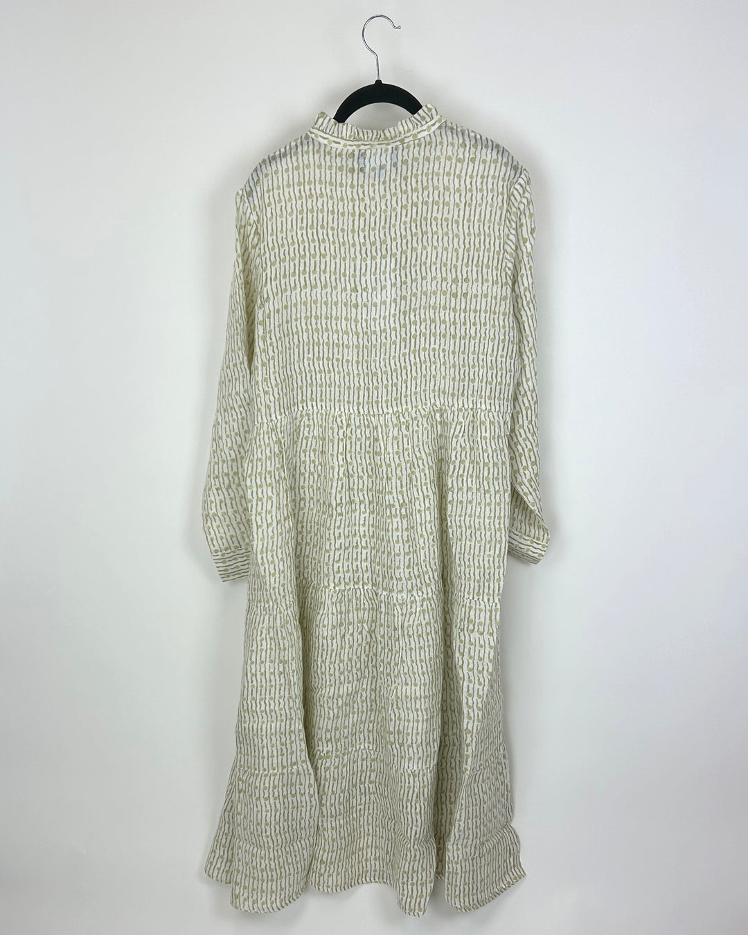 Gold And White Geo Print Long Linen Dress - Size 0/2, 4/6 and 12/14