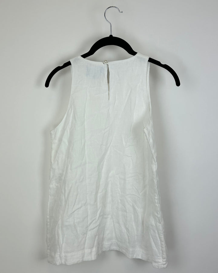 White Top with Faux Pearl Button - Size 0-14