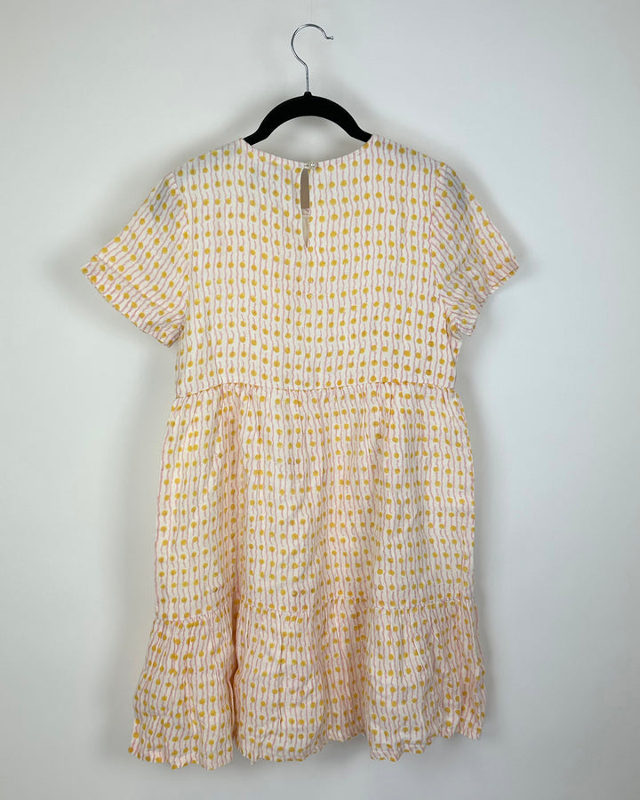 Yellow, Pink And White Geo Print Linen Babydoll Dress - Size 0 - 14