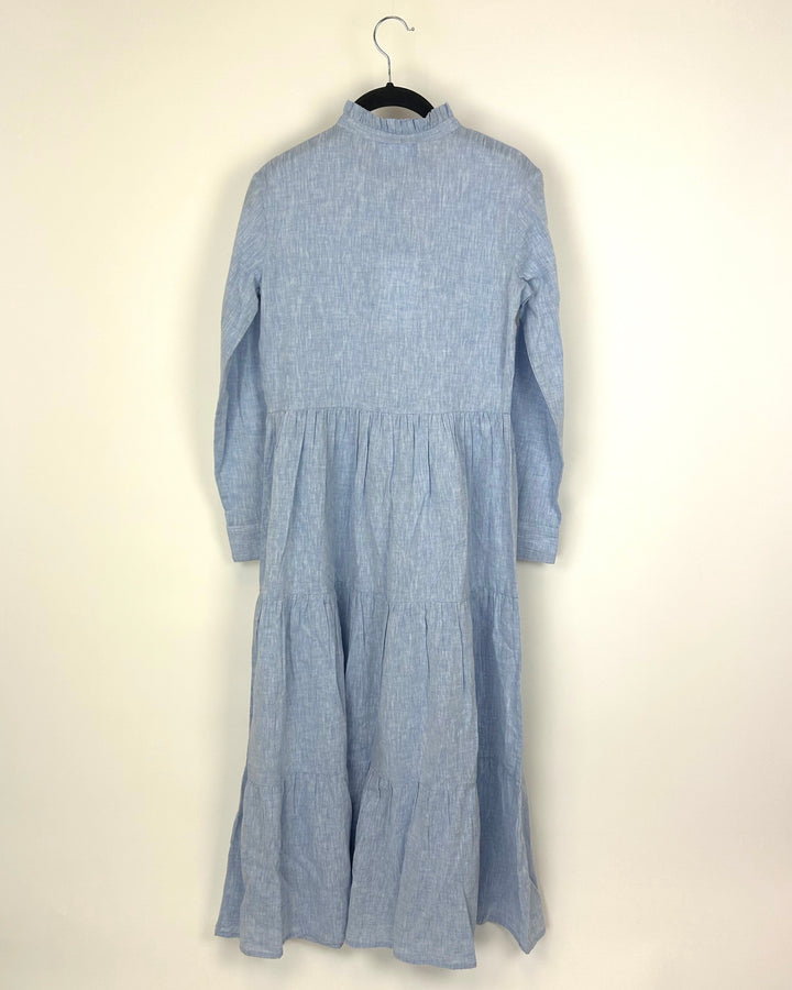 Light Blue Long Linen Dress - Size 0/2