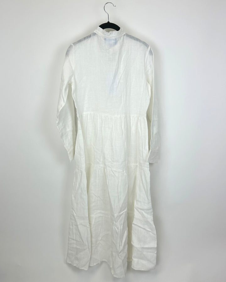 White Linen Maxi Dress - Size 0/2 and 4/6, 8/10 and 16