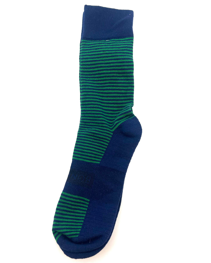 MENS Green and Navy Blue Striped Socks - SIZE 9.5-13