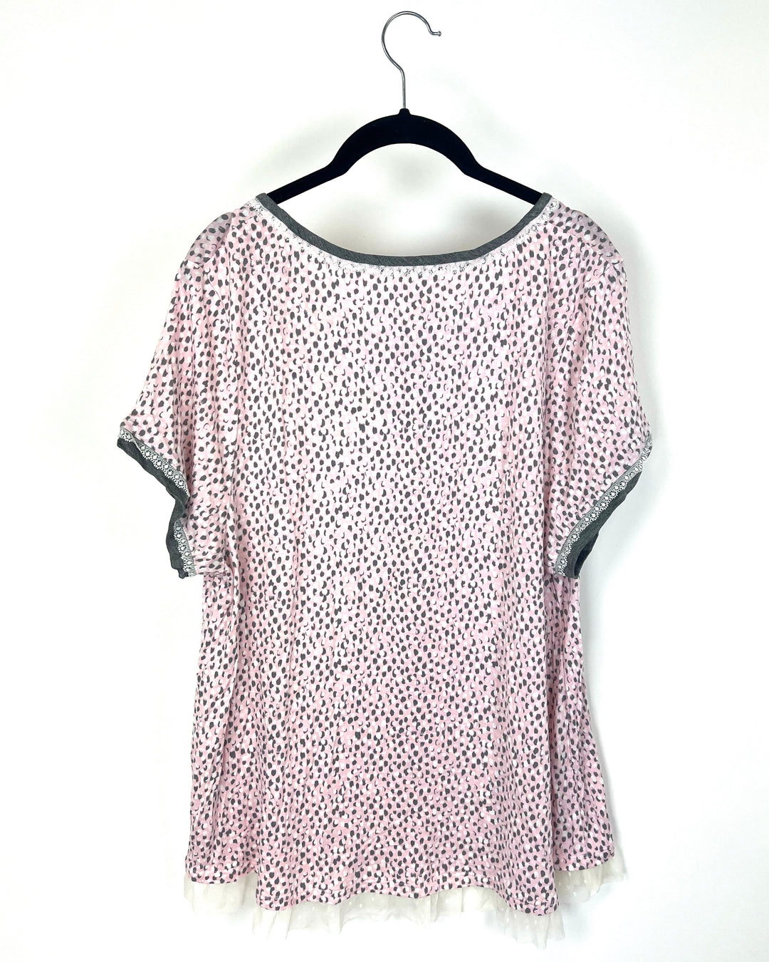 Pink and Gray Cheetah Lounge Top - 1X