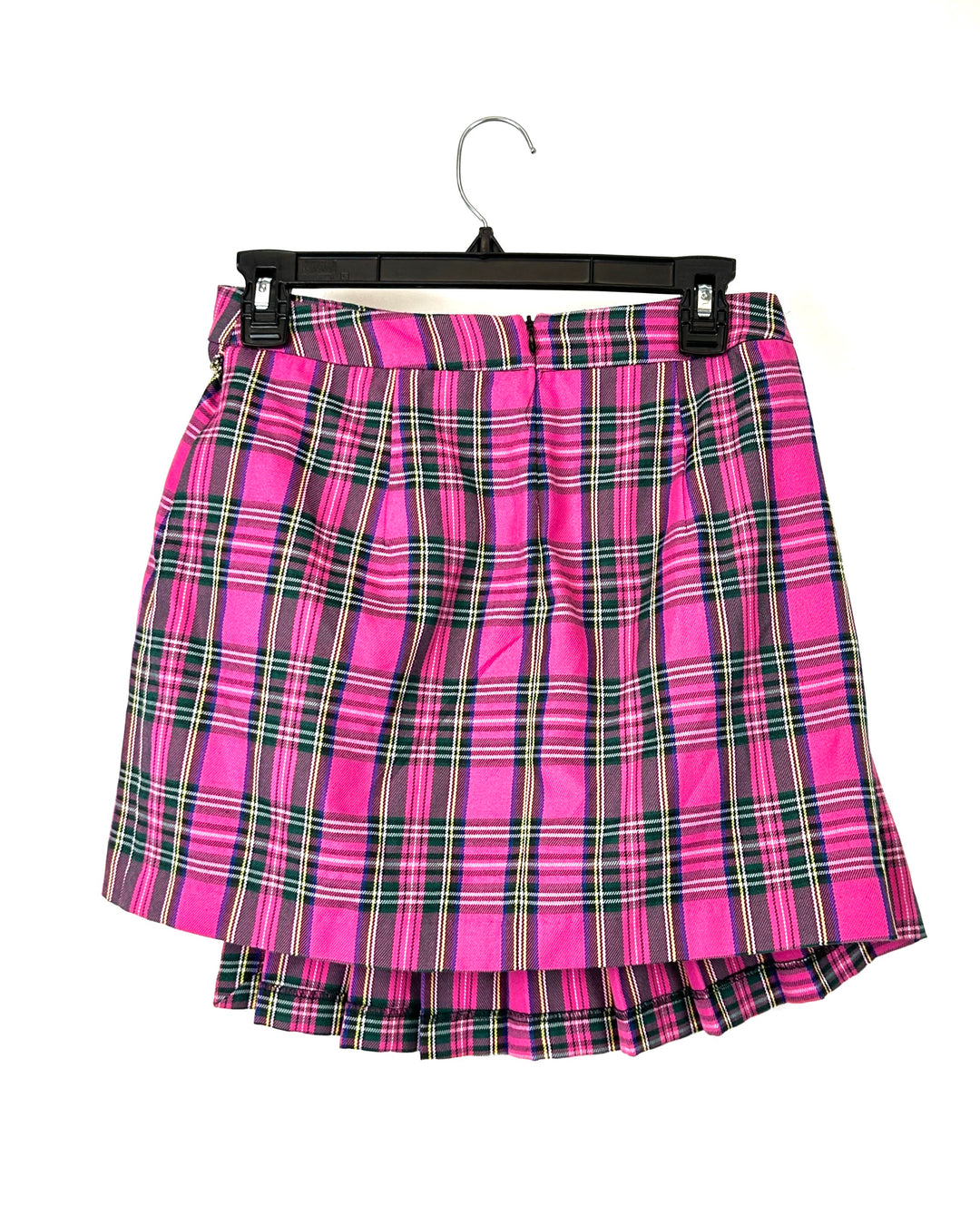 Pink Plaid Skirt - Small