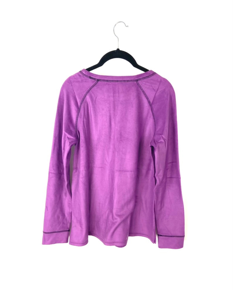 Long Sleeve Purple Fleece Top - Small