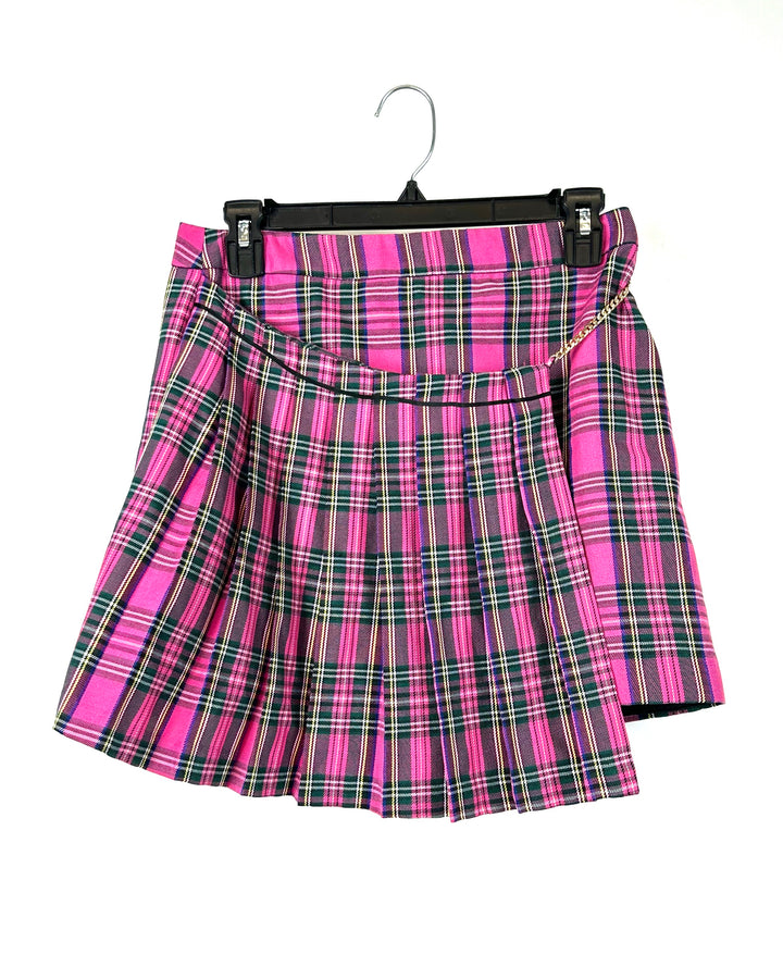 Pink Plaid Skirt - Small