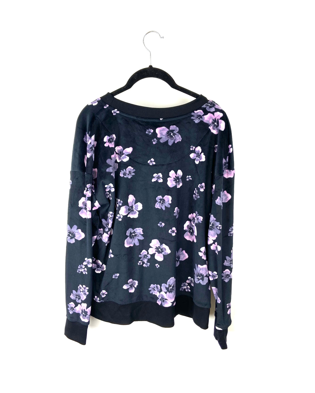 Purple Flowers Long Sleeve Lounge Top - Small