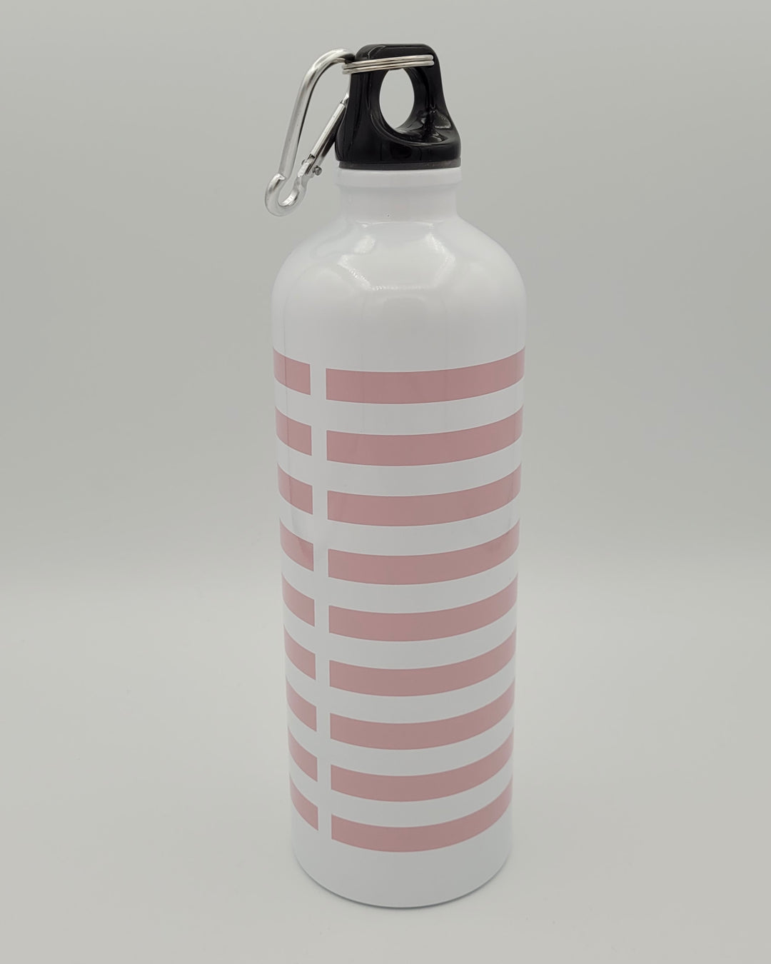 White And Pink Striped Water Bottle