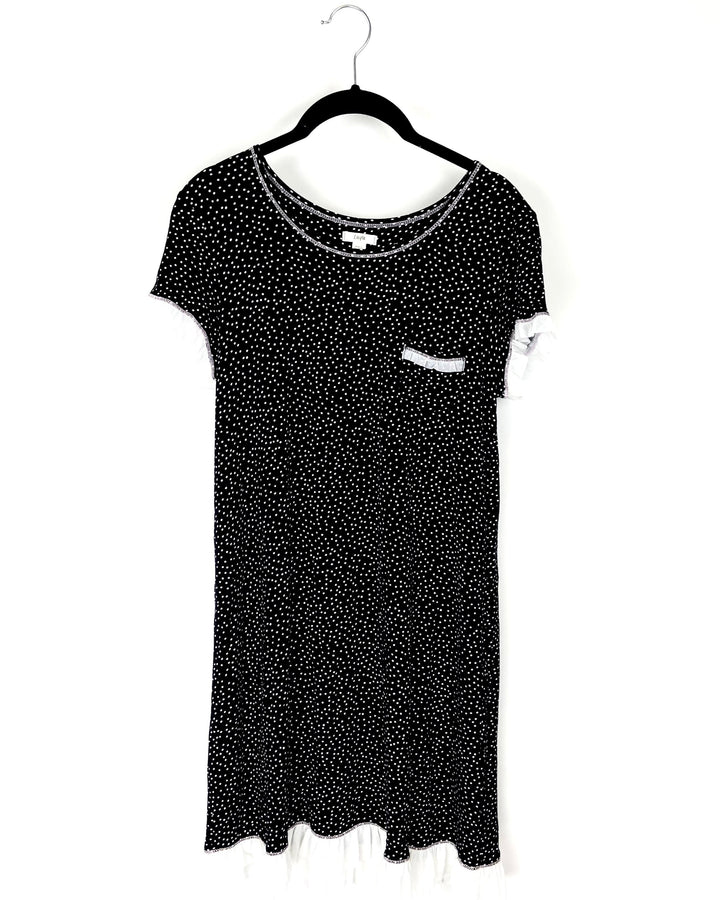 Black and White Polka Dot Night Gown - Small