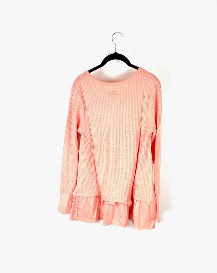 Pink Waffle Long Sleeved Top - Small