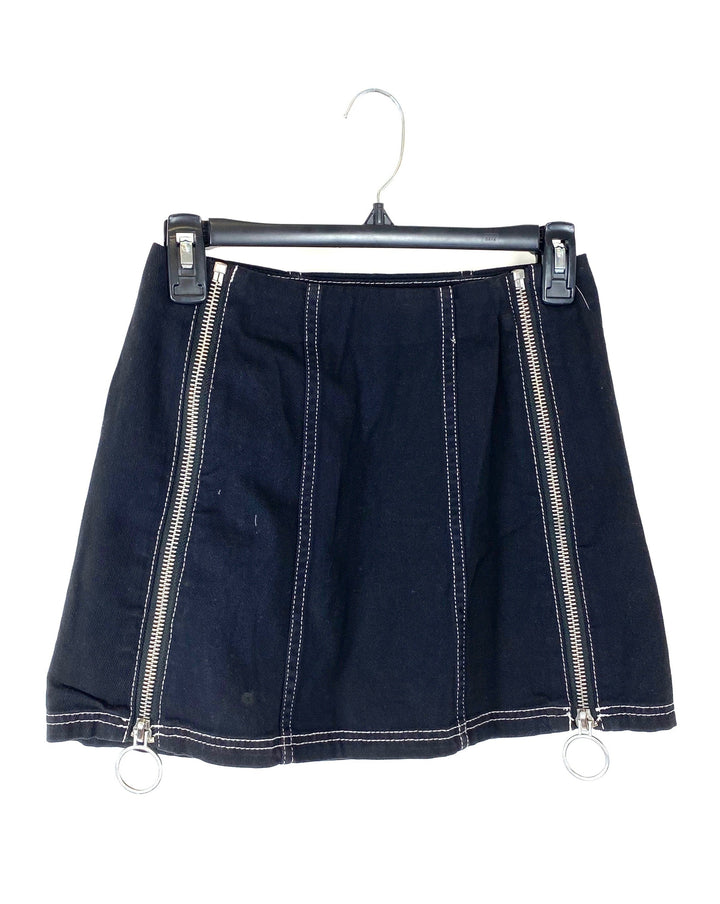 Black Denim Mini Skirt - Extra Small