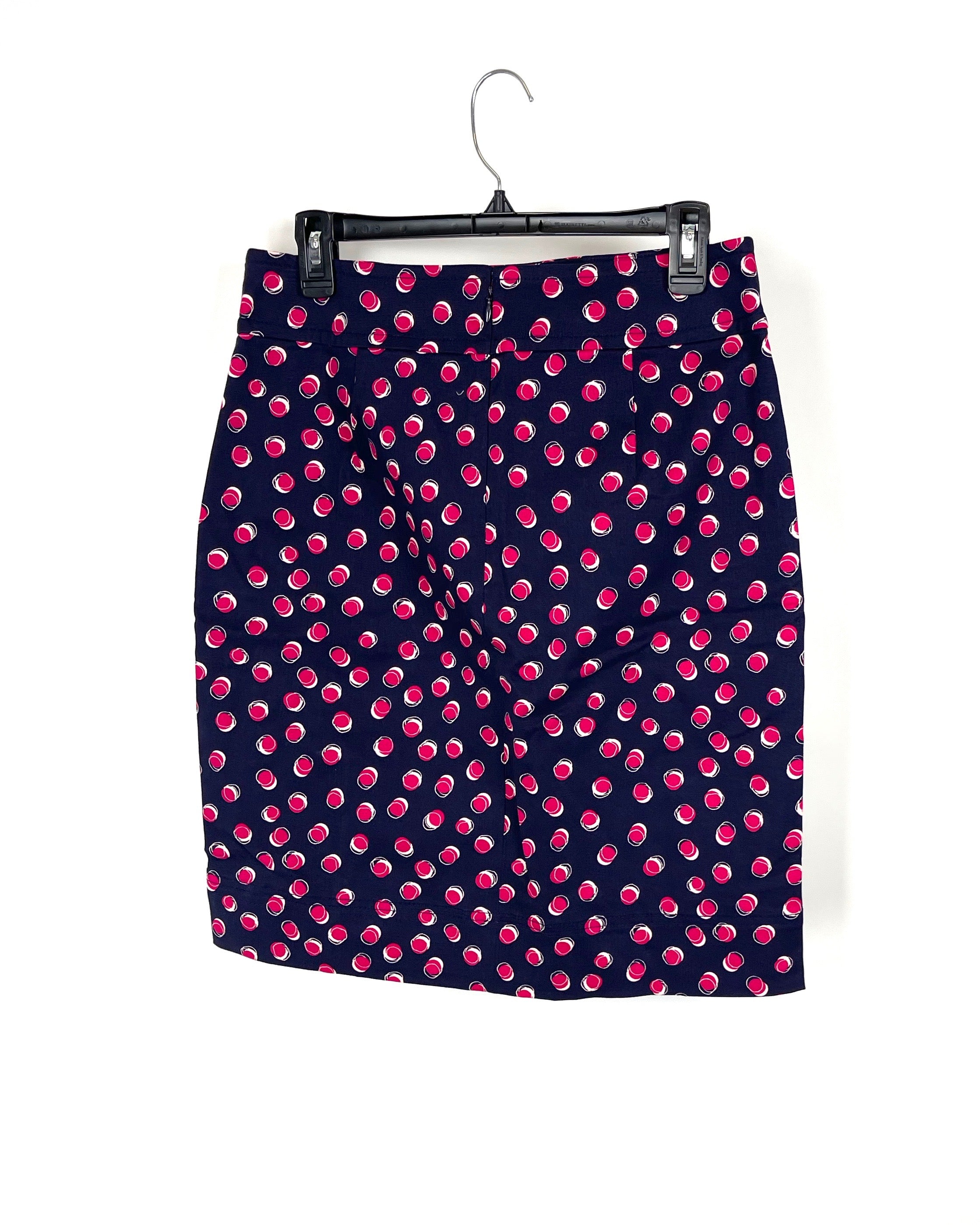 Navy and red polka dot skirt hotsell