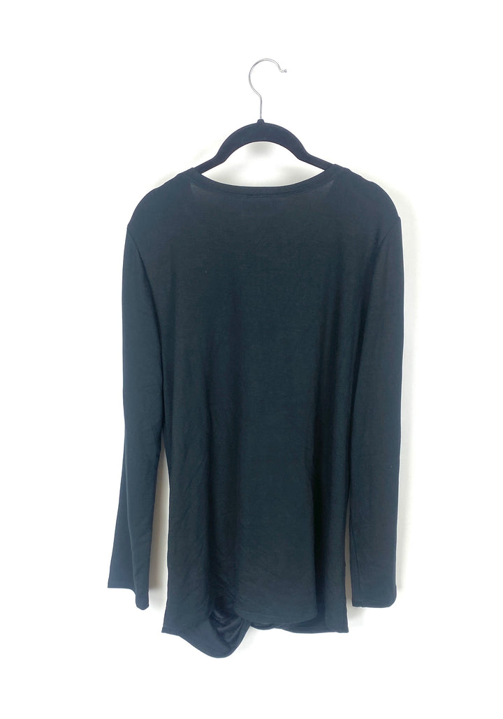 Black Long Sleeve Top with Knotted Bottom - Small/Medium