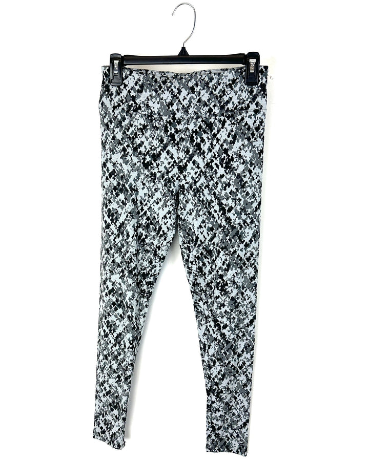 Grey And Black Printed Leggings - Small/Medium