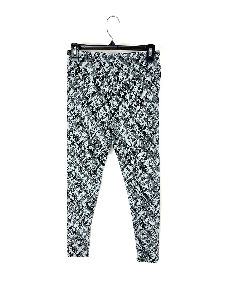 Grey And Black Printed Leggings - Small/Medium