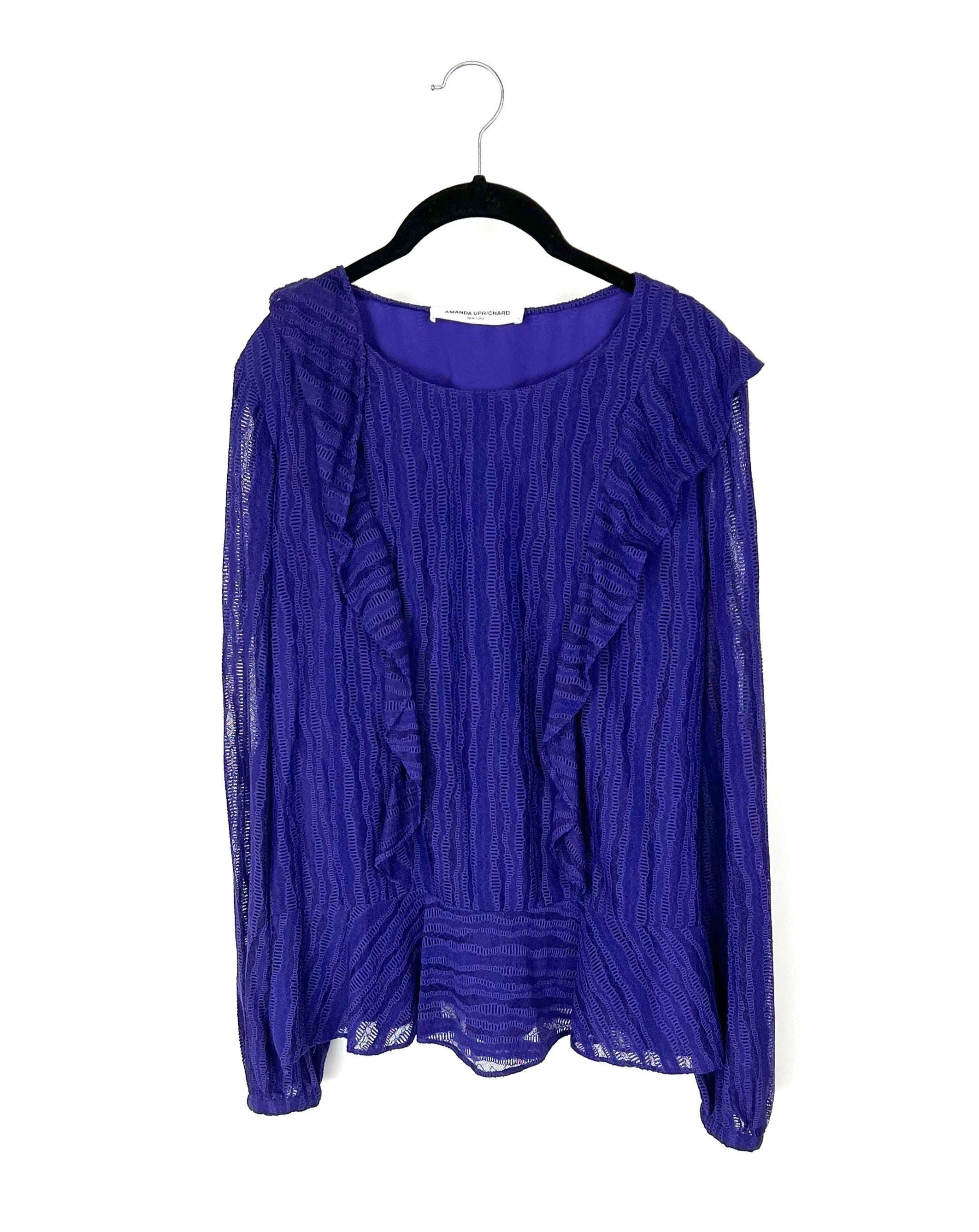 Purple Lace Long Sleeve Top Small