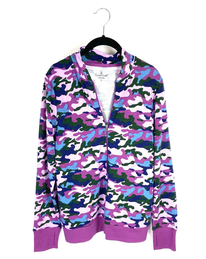 Purple Camo Zip Up Top - Size 4-6