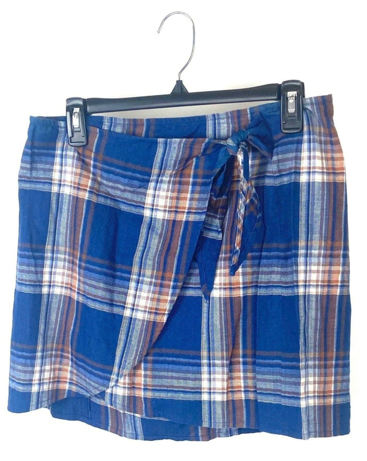 Blue Plaid Skirt - Medium