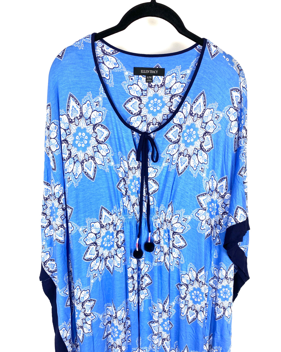 Blue Floral Print Caftan - Small/Medium