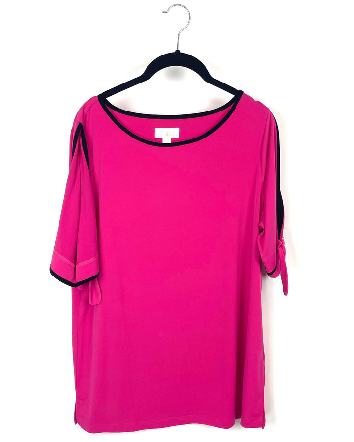 Pink With Black Hem Blouse - Small/Medium